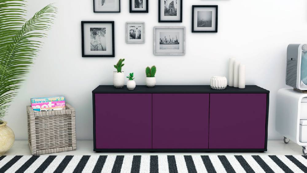 Stil Zeit Möbel Lowboard Allegra, Lila (136x49x35cm) 50% Rabatt mit kostenlosem Versand