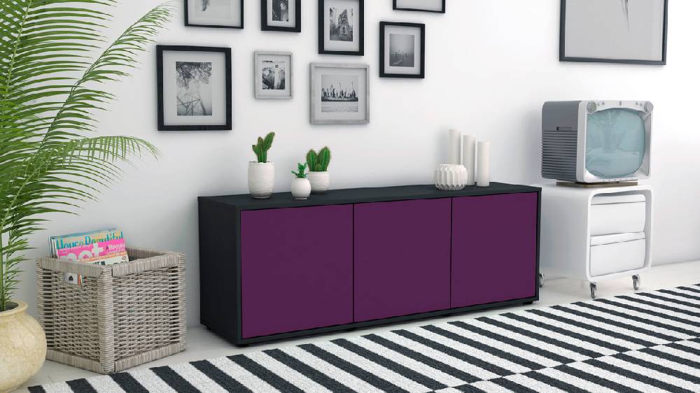 Stil Zeit Möbel Lowboard Allegra, Lila (136x49x35cm) 50% Rabatt mit kostenlosem Versand