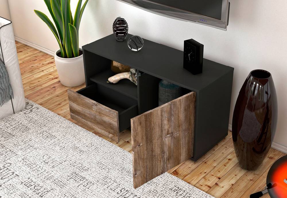 Stil Zeit Möbel Lowboard Adrina, Eiche (92x49x35cm) Clearance-Verkauf