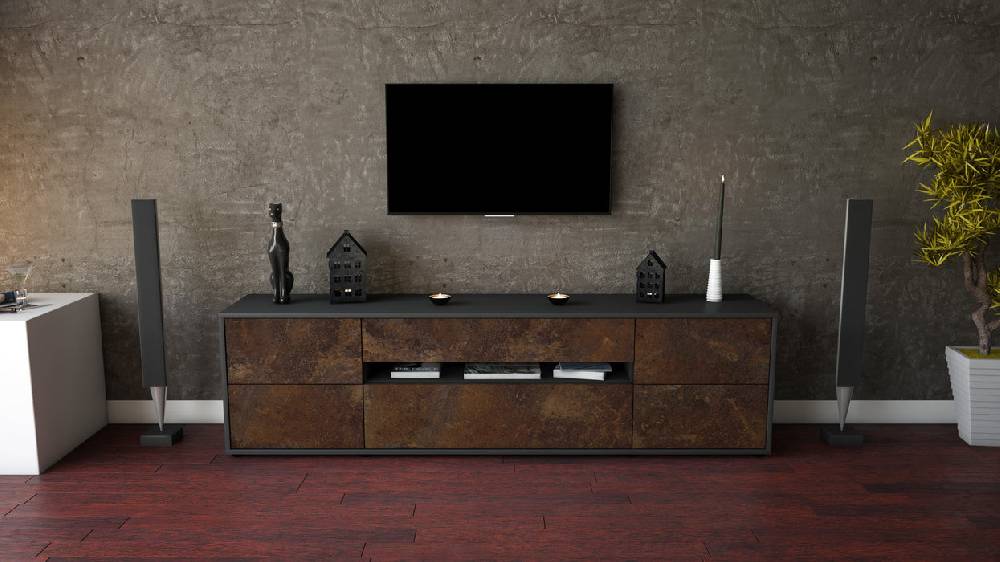Stil Zeit Möbel Lowboard Bjonda, Rost (180x49x35cm) Kostenloser Versand international