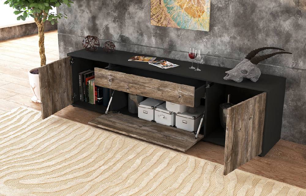 Stil Zeit Möbel Lowboard Aria, Eiche (180x49x35cm) zollfrei