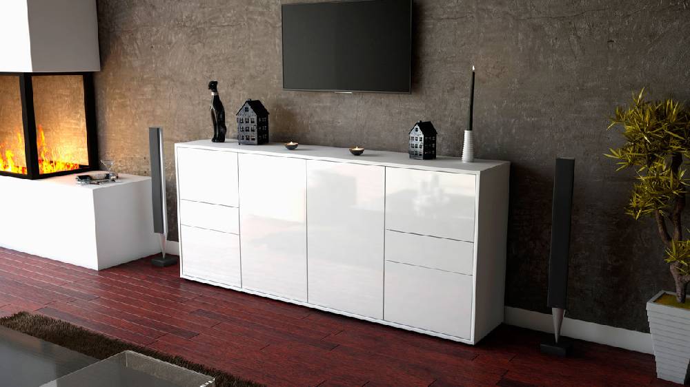 Stil Zeit Möbel Sideboard Gemma, Weiß (180x79x35cm) Verkauf