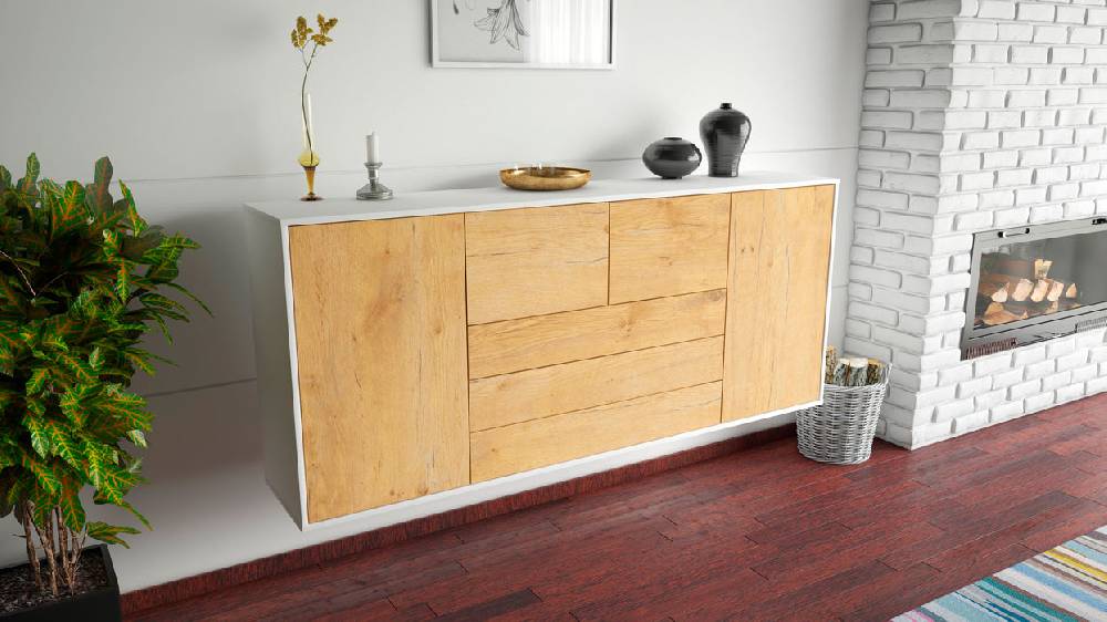 Stil Zeit Möbel Sideboard Metairie, Eiche, hängend (180x79x35cm) im Angebot
