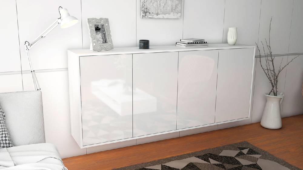 Stil Zeit Möbel Sideboard Lakewood, Weiß, hängend (180x79x35cm) Günstiger Verkauf