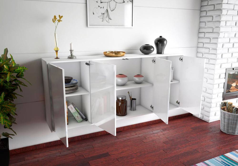Stil Zeit Möbel Sideboard Lakewood, Weiß, hängend (180x79x35cm) Günstiger Verkauf