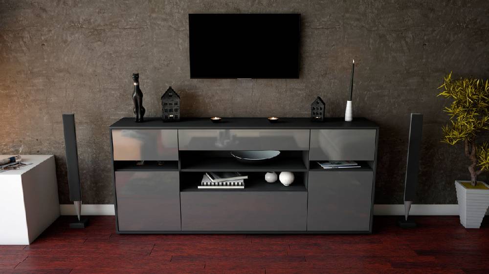 Stil Zeit Möbel Sideboard Gina, Grau (180x79x35cm) Fabrikverkauf