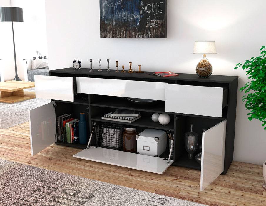 Stil Zeit Möbel Sideboard Gina, Grau (180x79x35cm) Fabrikverkauf