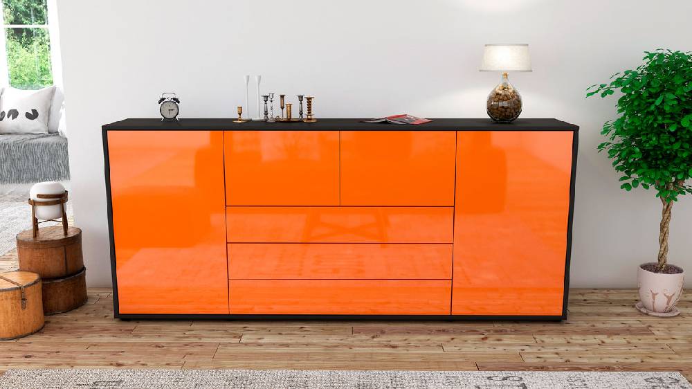 Stil Zeit Möbel Sideboard Eliana, Orange (180x79x35cm) Limitierter Zeitrabatt