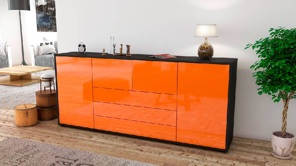 Stil Zeit Möbel Sideboard Eliana, Orange (180x79x35cm) Limitierter Zeitrabatt