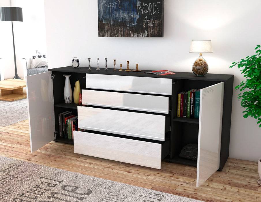 Stil Zeit Möbel Sideboard Elettra, Schwarz (180x79x35cm) Fabrik Onlineshop