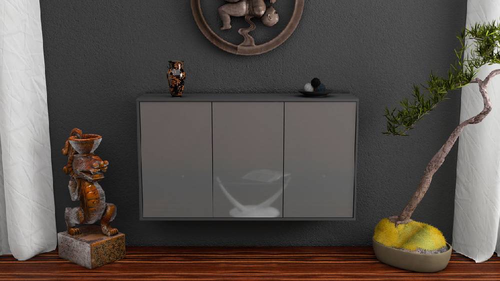 Stil Zeit Möbel Sideboard Chattanooga, Grau, hängend (136x79x35cm) Rabatt
