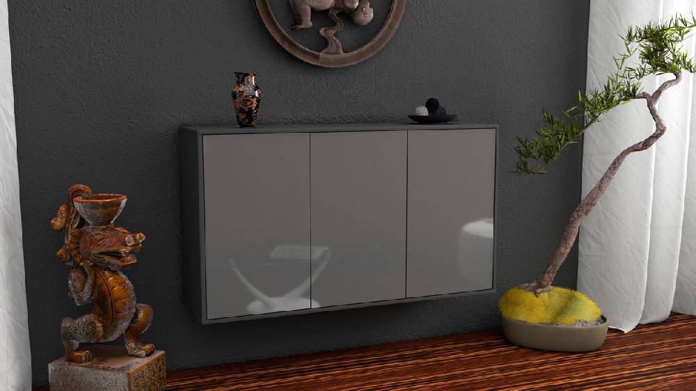 Stil Zeit Möbel Sideboard Chattanooga, Grau, hängend (136x79x35cm) Rabatt
