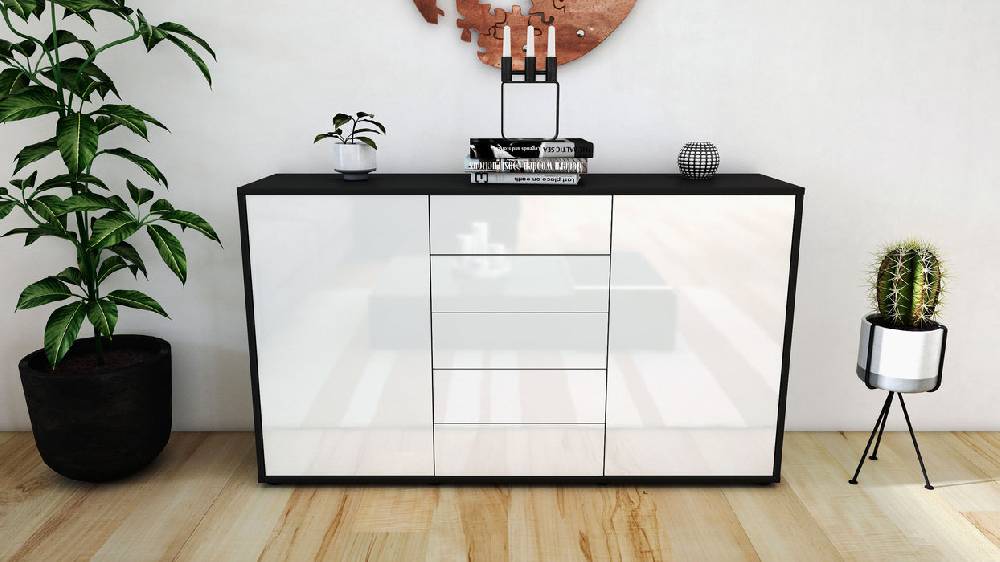 Stil Zeit Möbel Sideboard Dorelly, Weiß (136x79x35cm) Günstig kaufen