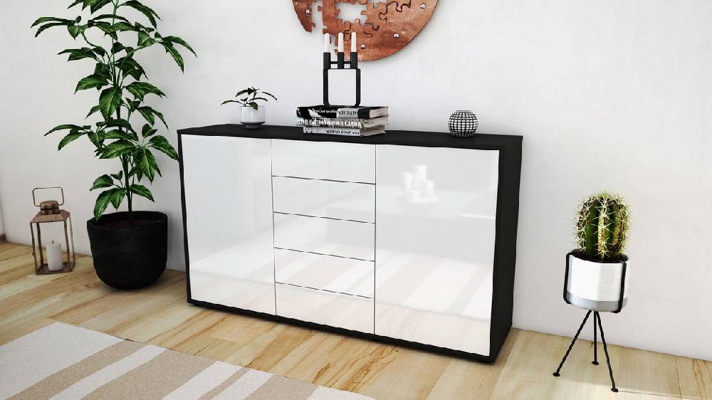 Stil Zeit Möbel Sideboard Dorelly, Weiß (136x79x35cm) Günstig kaufen