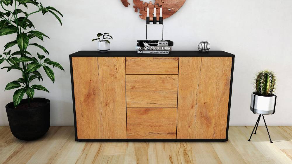 Stil Zeit Möbel Sideboard Donatella, Eiche (136x79x35cm) Versandkostenfrei