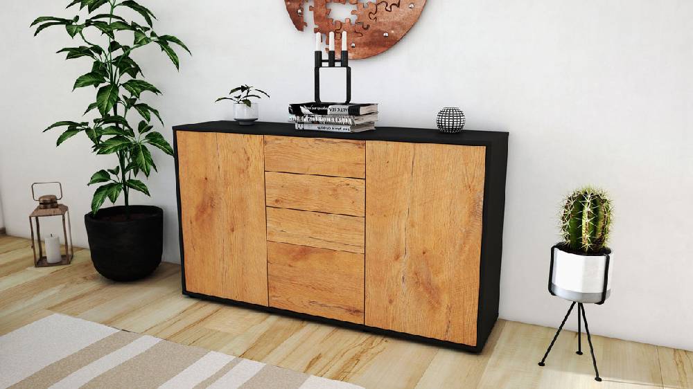 Stil Zeit Möbel Sideboard Donatella, Eiche (136x79x35cm) Versandkostenfrei