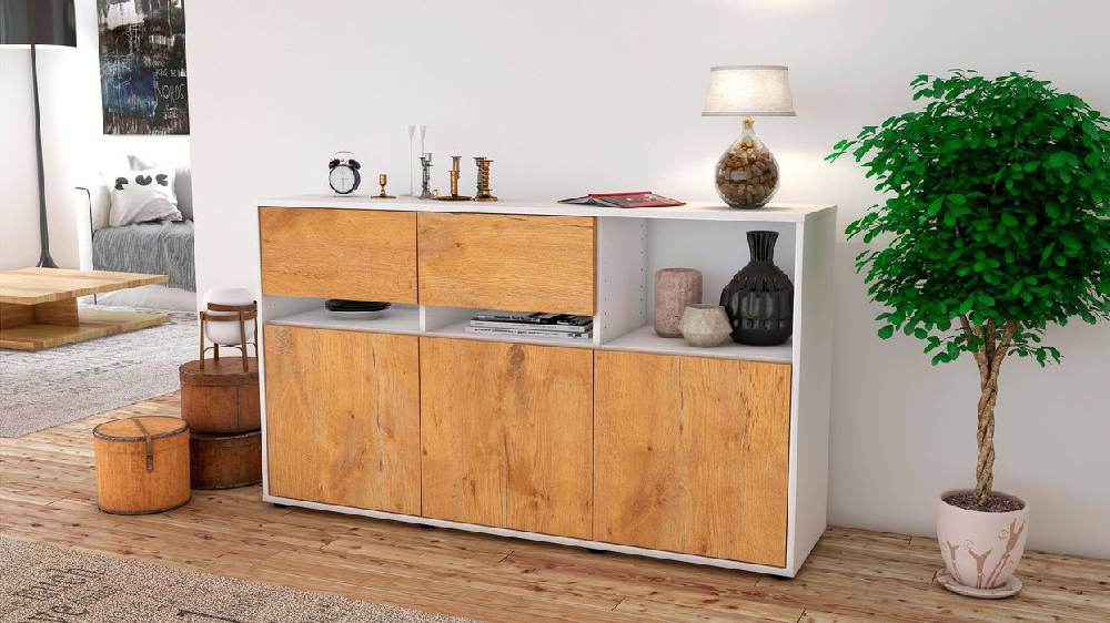 Stil Zeit Möbel Sideboard Dorotea, Eiche (136x79x35cm) Flash Sale