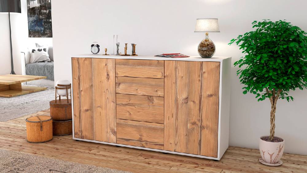 Stil Zeit Möbel Sideboard Donna, Pinie (136x79x35cm) Begrenztes Angebot