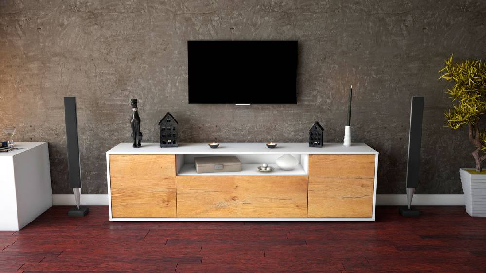 Stil Zeit Möbel Lowboard Bernadetta, Eiche (180x49x35cm) Online Shopping