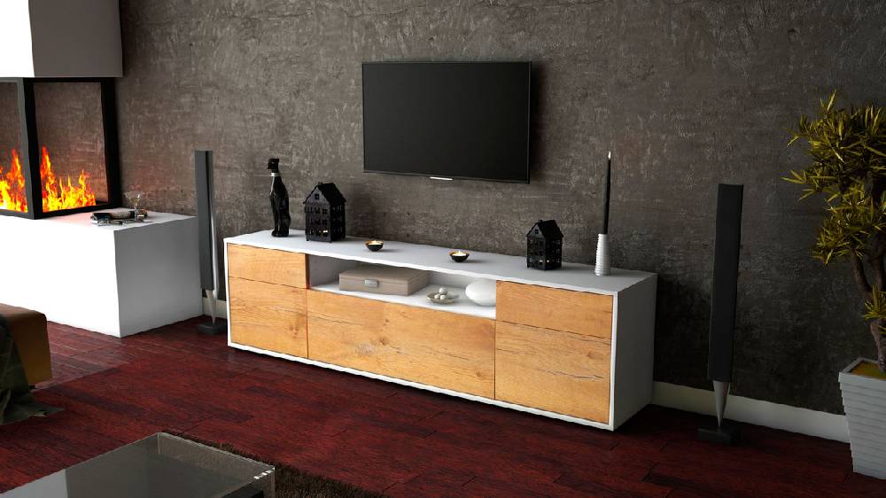 Stil Zeit Möbel Lowboard Bernadetta, Eiche (180x49x35cm) Online Shopping