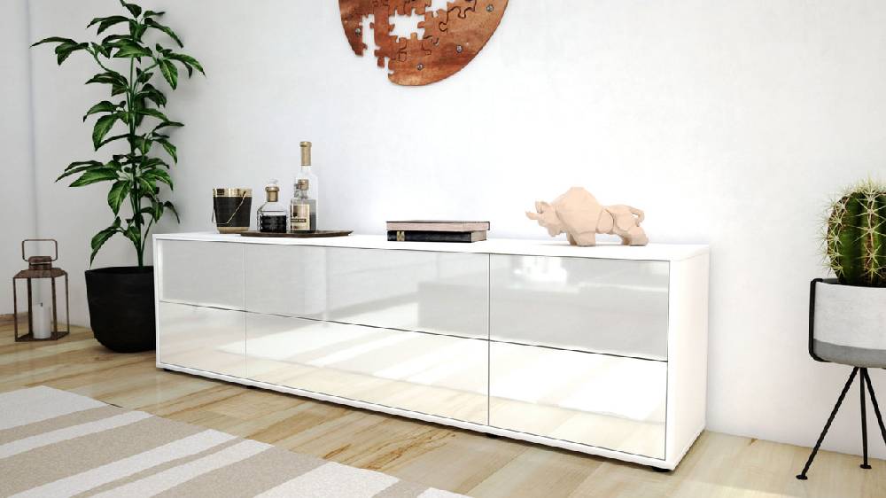 Stil Zeit Möbel Lowboard Assunta, Weiß (180x49x35cm) Preisnachlass
