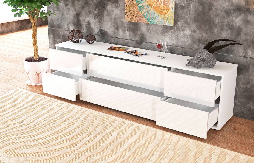 Stil Zeit Möbel Lowboard Assunta, Weiß (180x49x35cm) Preisnachlass
