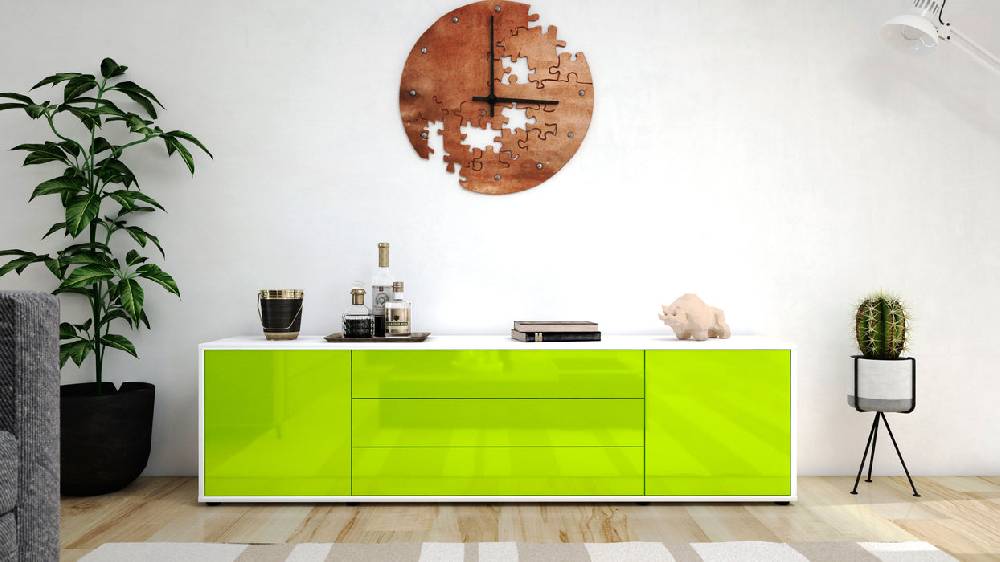 Stil Zeit Möbel Lowboard Ariella, Grün (180x49x35cm) Saisonschlussverkauf