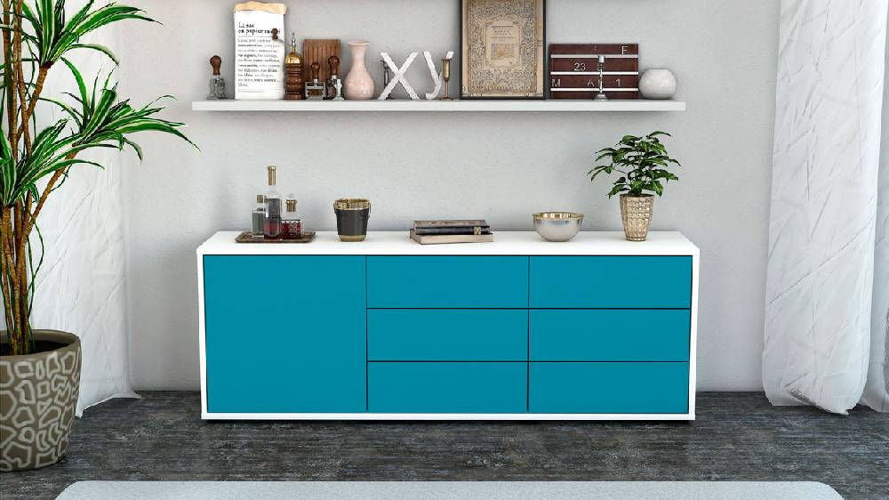 Stil Zeit Möbel Lowboard Amedea, Türkis (136x49x35cm) Cyber Monday