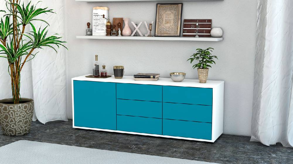 Stil Zeit Möbel Lowboard Amedea, Türkis (136x49x35cm) Cyber Monday