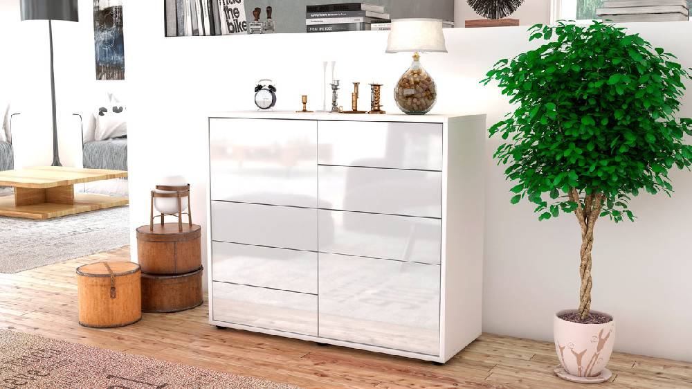 Stil Zeit Möbel Sideboard Clarissa, Weiß (92x79x35cm) Weihnachtsangebot