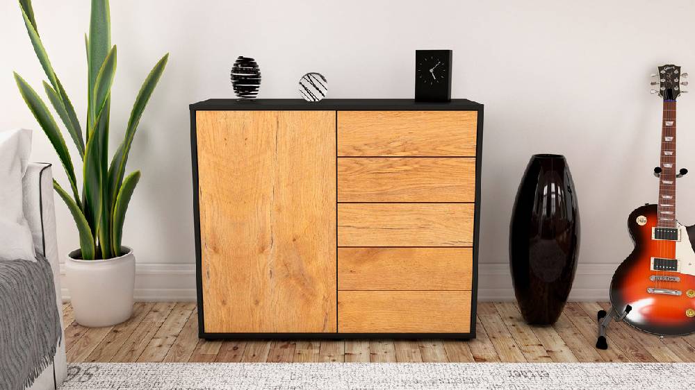 Stil Zeit Möbel Sideboard Cecilia, Eiche (92x79x35cm) Muttertagsangebot