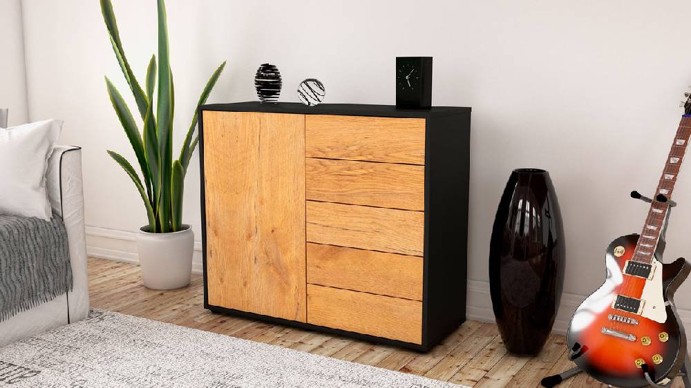 Stil Zeit Möbel Sideboard Cecilia, Eiche (92x79x35cm) Muttertagsangebot