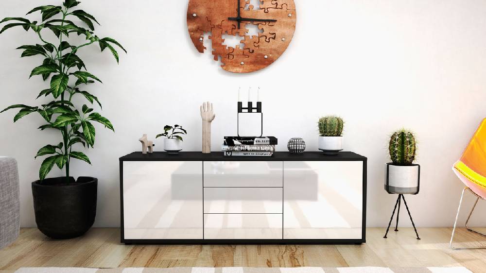 Stil Zeit Möbel Lowboard Ameline, Weiß (136x49x35cm) Heißer Verkauf