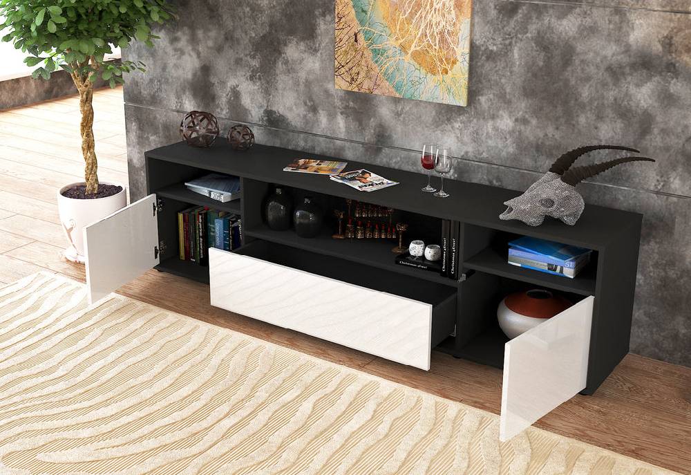 Stil Zeit Möbel Lowboard Bionda, Schwarz (180x49x35cm) Online Outlet