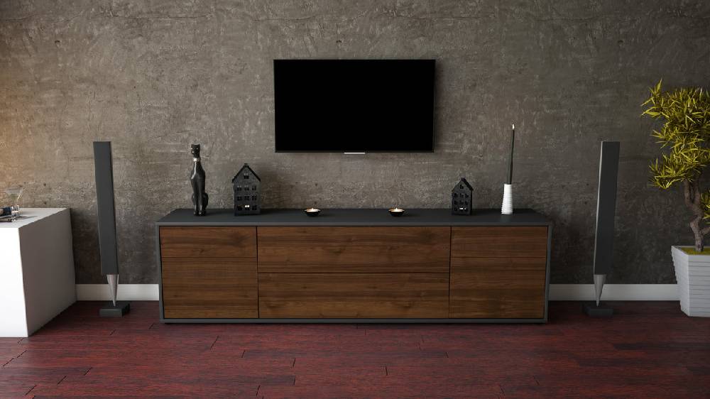 Stil Zeit Möbel Lowboard Bibiane, Walnuss (180x49x35cm) Zeitlich begrenztes Angebot
