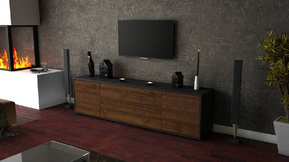 Stil Zeit Möbel Lowboard Bibiane, Walnuss (180x49x35cm) Zeitlich begrenztes Angebot