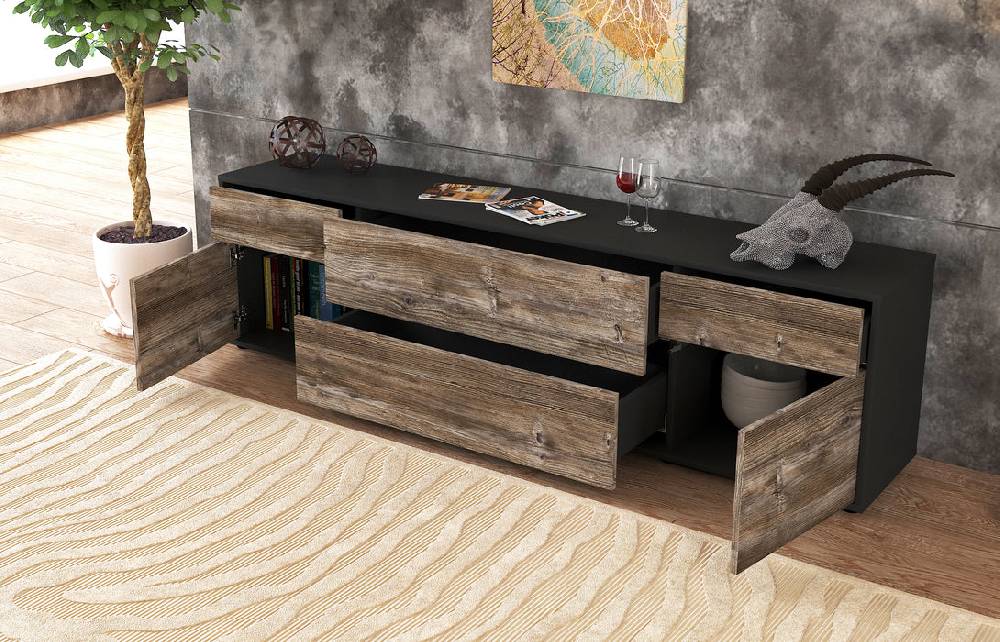 Stil Zeit Möbel Lowboard Bibiane, Walnuss (180x49x35cm) Zeitlich begrenztes Angebot