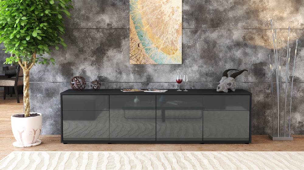 Stil Zeit Möbel Lowboard Benedetta, Grau (180x49x35cm) Blitzangebot