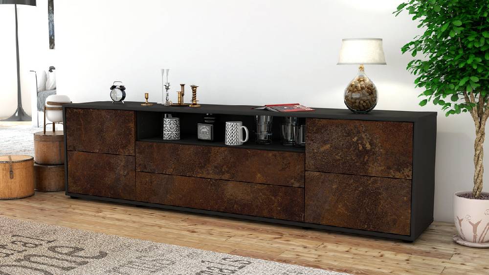 Stil Zeit Möbel Lowboard Aurora, Rost (180x49x35cm) Große Rabatte