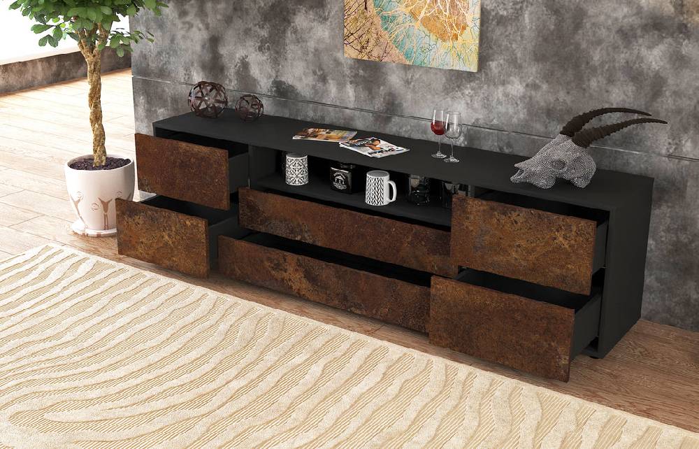 Stil Zeit Möbel Lowboard Aurora, Rost (180x49x35cm) Große Rabatte