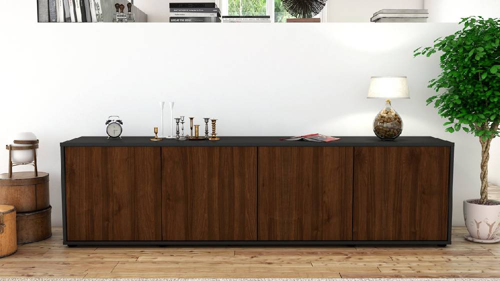 Stil Zeit Möbel Lowboard Antonia, Walnuss (180x49x35cm) Neuheiten