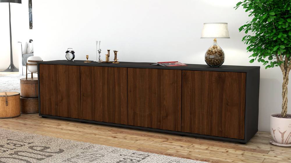 Stil Zeit Möbel Lowboard Antonia, Walnuss (180x49x35cm) Neuheiten