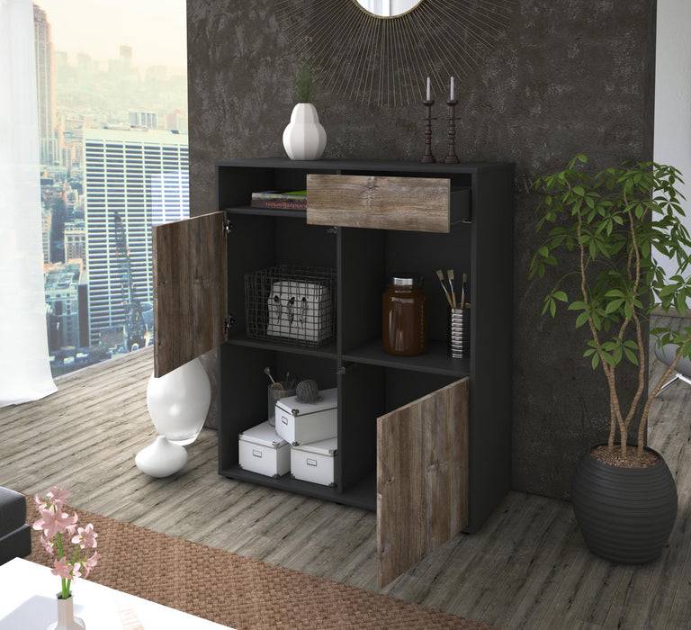 Stil Zeit Möbel Highboard Luisa ,Walnuss (92x108x35cm) Bestseller