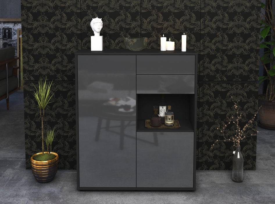 Stil Zeit Möbel Highboard Leona ,Grau (92x108x35cm) Saisonale Angebote