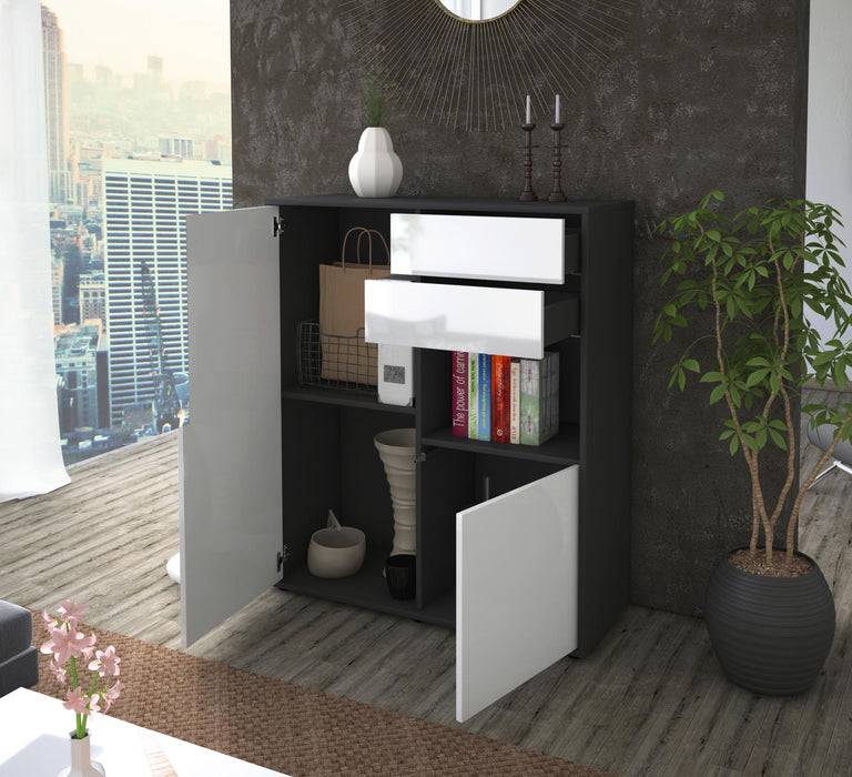 Stil Zeit Möbel Highboard Leona ,Grau (92x108x35cm) Saisonale Angebote