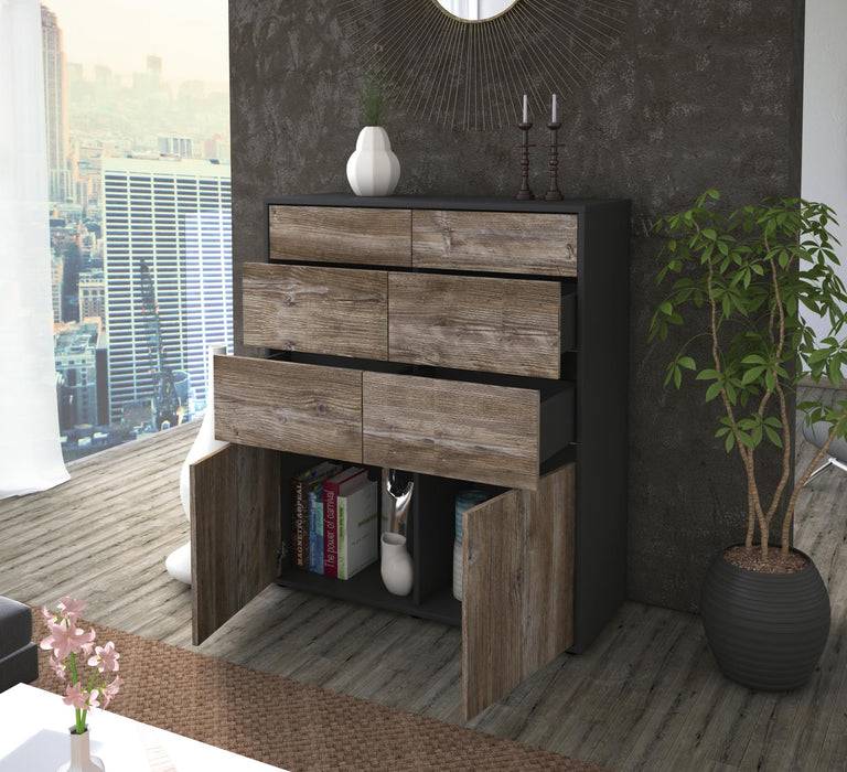 Stil Zeit Möbel Highboard Katia ,Eiche (92x108x35cm) Räumungsverkauf