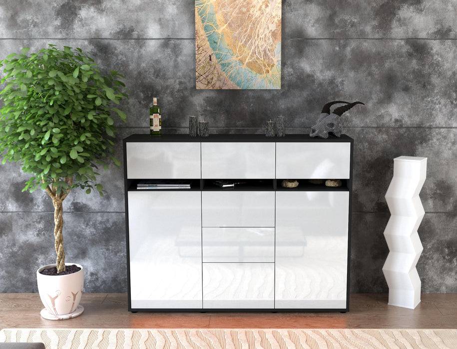 Stil Zeit Möbel Highboard Viviana ,Weiß (136x108x35cm) Tägliche Deals