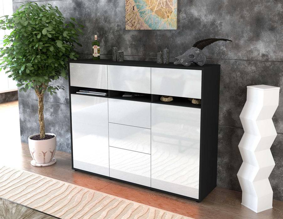 Stil Zeit Möbel Highboard Viviana ,Weiß (136x108x35cm) Tägliche Deals