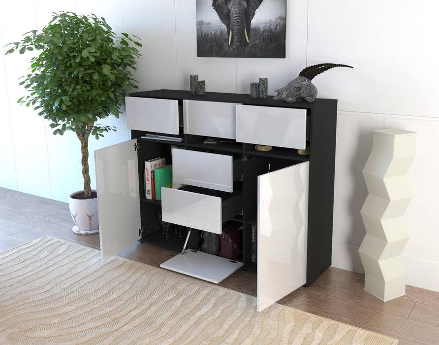 Stil Zeit Möbel Highboard Viviana ,Weiß (136x108x35cm) Tägliche Deals