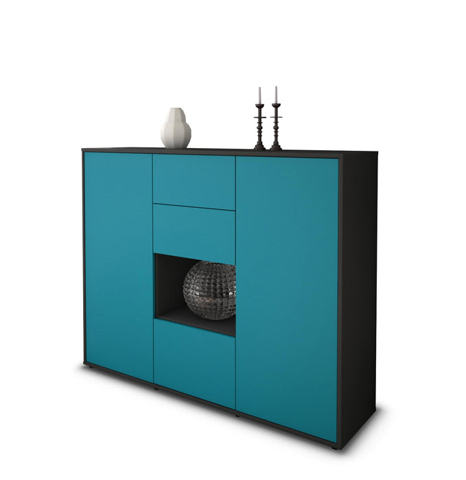 Stil Zeit Möbel Highboard Nikolina ,Türkis (136x108x35cm) Sonderangebote